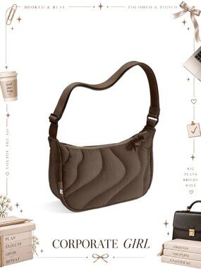 Puffer Sling Crossbody Bag Nylon Quilted Crescent Shoulder Purse Hobo Handbag